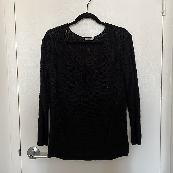 Francesca’s Collections Harper Heritage Black Braided Sweater - Picture 1 of 6
